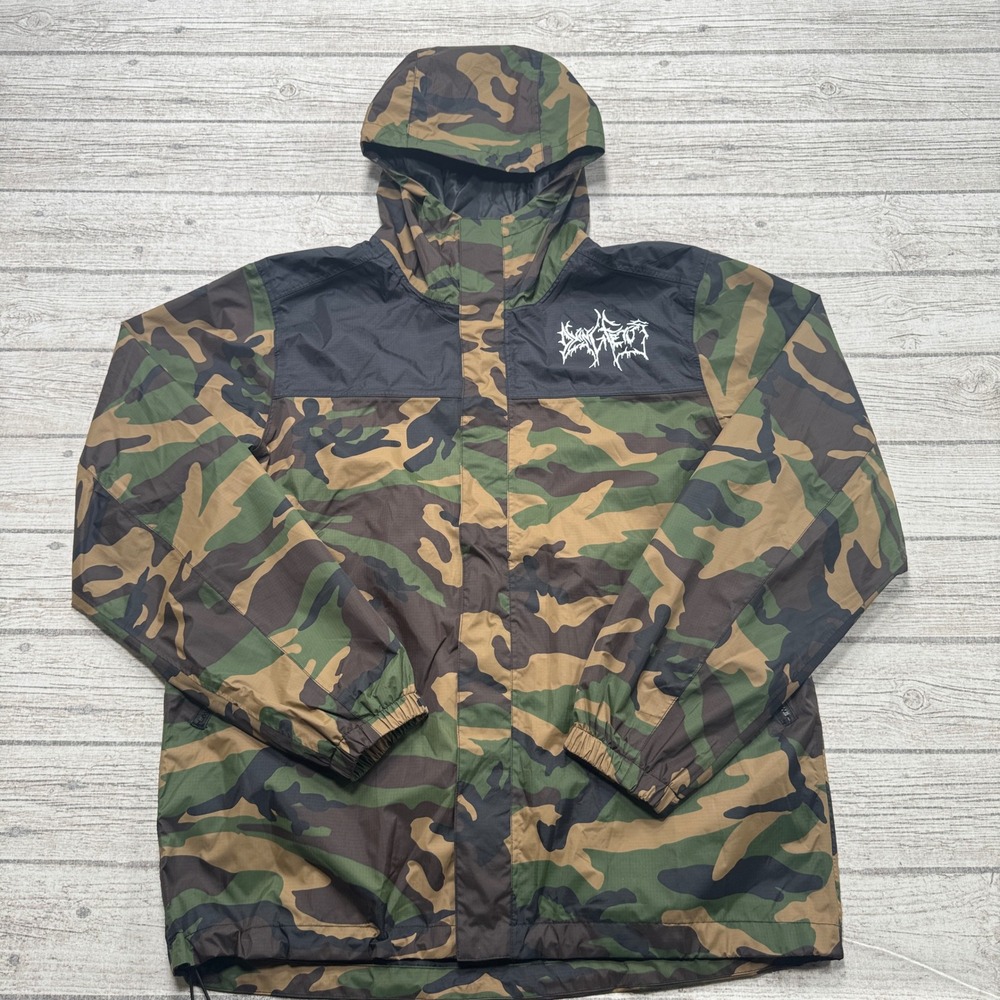 Shaka Wear Jacket Mens Medium Camo Hooded Mesh Lined Hunting Outdoor Windbreaker